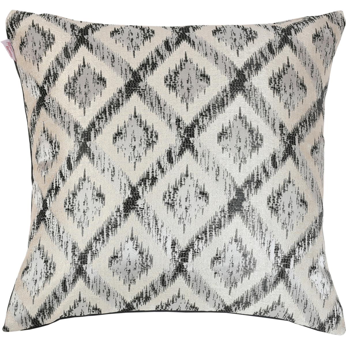 Jacquard Printed Geo Burfi Cushion Covers Medium - Silver – image 2