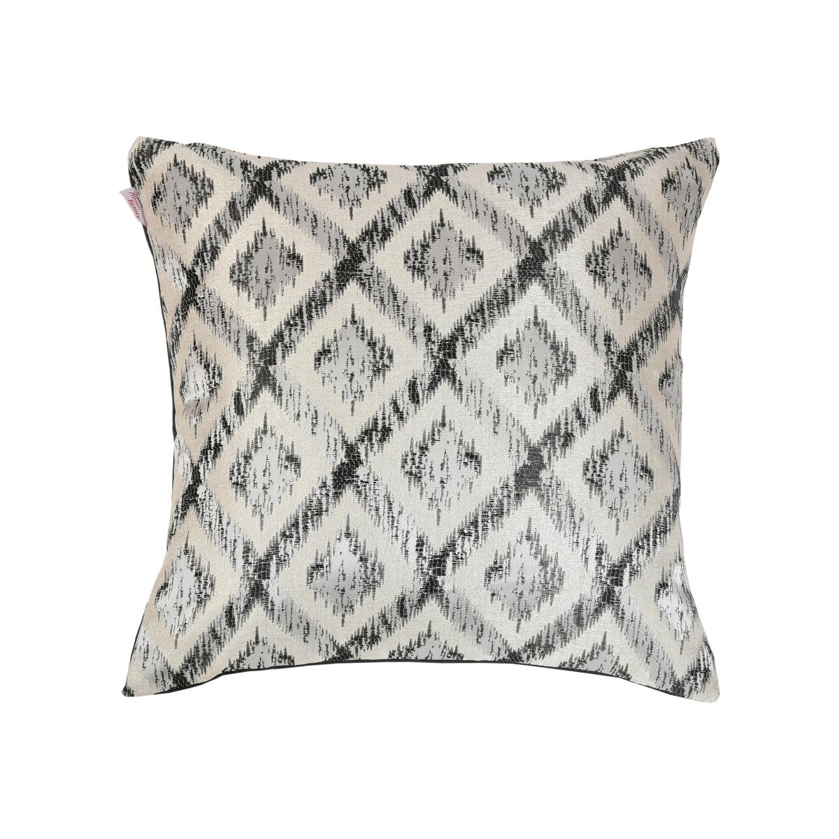 Jacquard Printed Geo Burfi Cushion Covers Medium - Silver – image 1