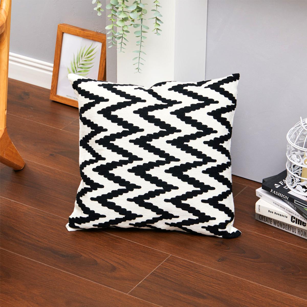 Embroidered Throw Pillow Cover - Black – image 1