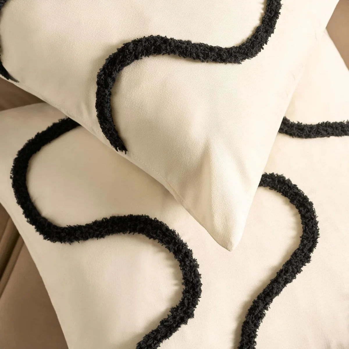 OHS Tufted Wave Cushion Covers - Monochrome / Machine washable at 40°C. Tumble dry friendly. Do not bleach or iron. – image 4