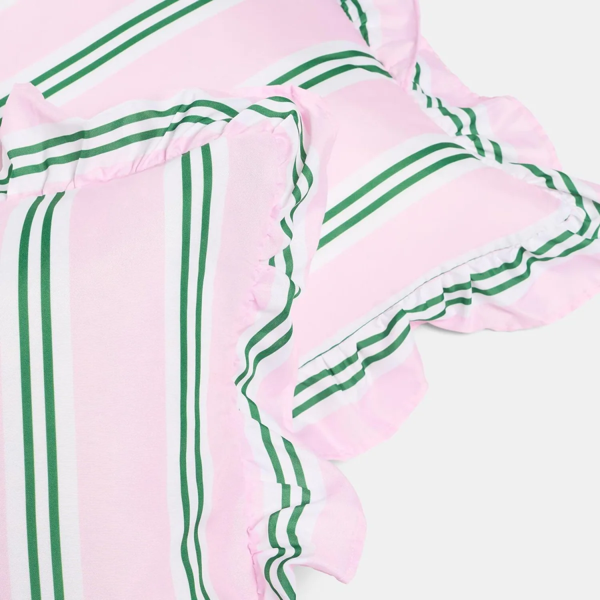 OHS Striped Frill Cushion Covers - Pink/Green / Machine washable at 30°C. Tumble dry friendly. Do not bleach or iron. – image 4