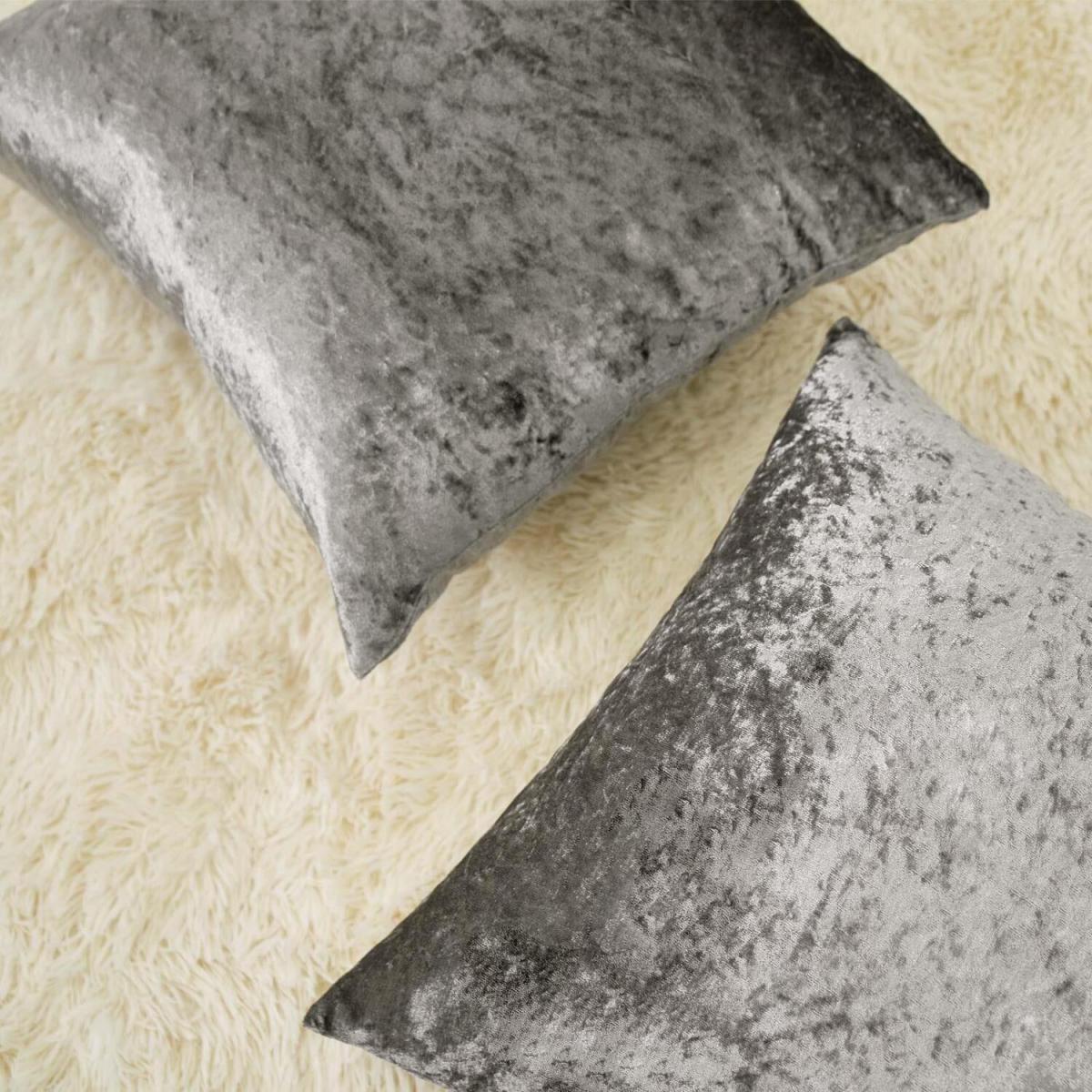 Sienna Luxury Crushed Velvet Cushion Covers - 45 x 45cm - Silver / 2 – image 3
