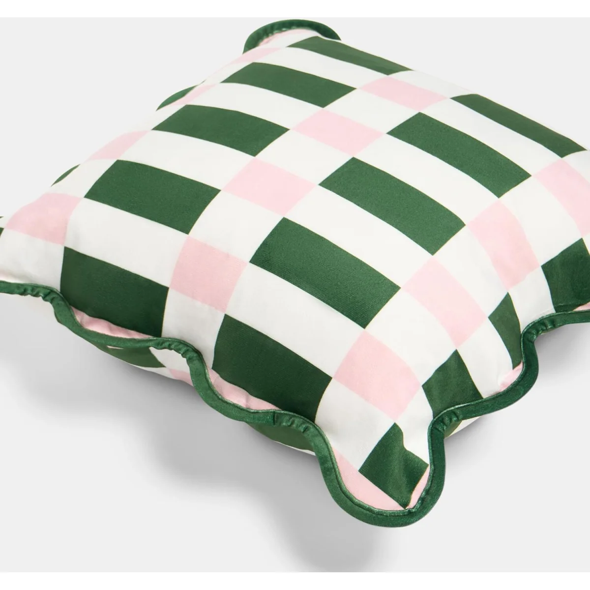 OHS Velvet Scallop Edge Cushion Covers - Green/Pink / Machine washable at 40°C. Tumble dry friendly. Do not bleach or iron. – image 6