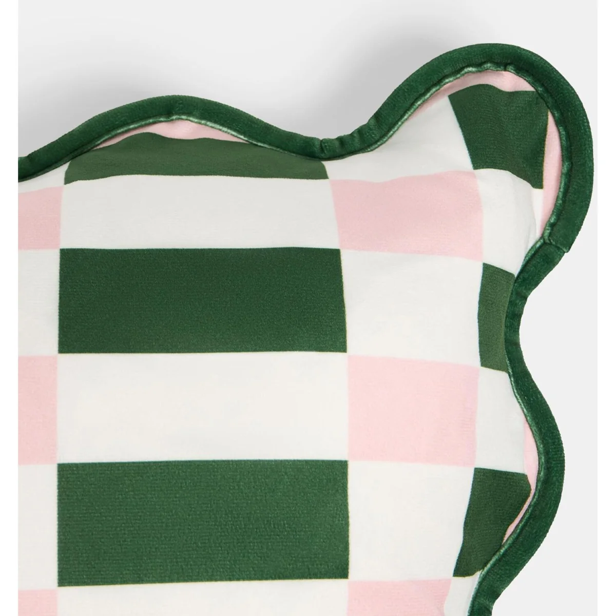OHS Velvet Scallop Edge Cushion Covers - Green/Pink / Machine washable at 40°C. Tumble dry friendly. Do not bleach or iron. – image 7