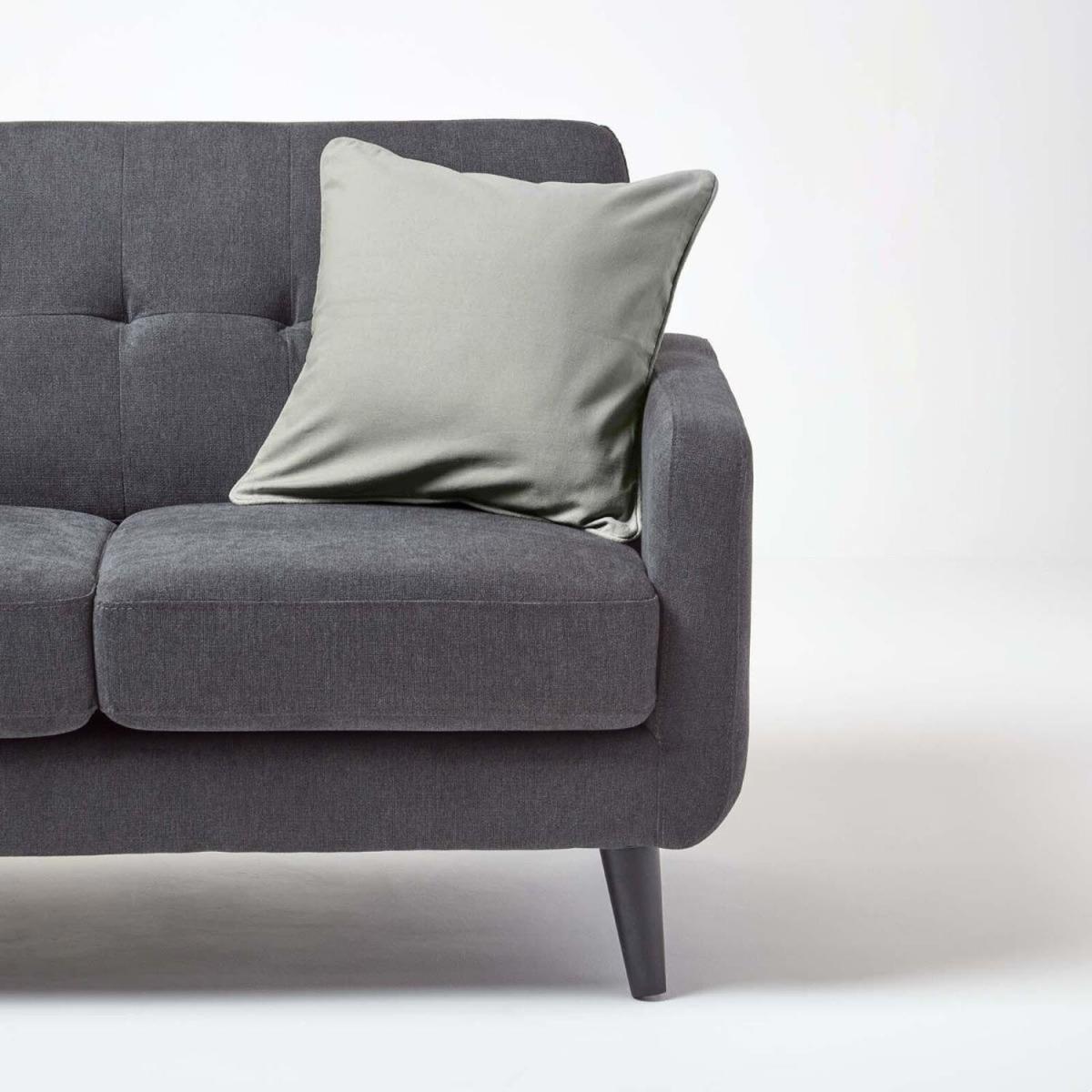 Homescapes Cotton Plain Cushion Cover - Grey / 60cm – image 2