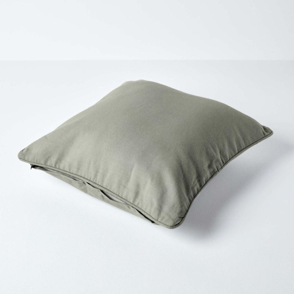 Homescapes Cotton Plain Cushion Cover - Grey / 60cm – image 3