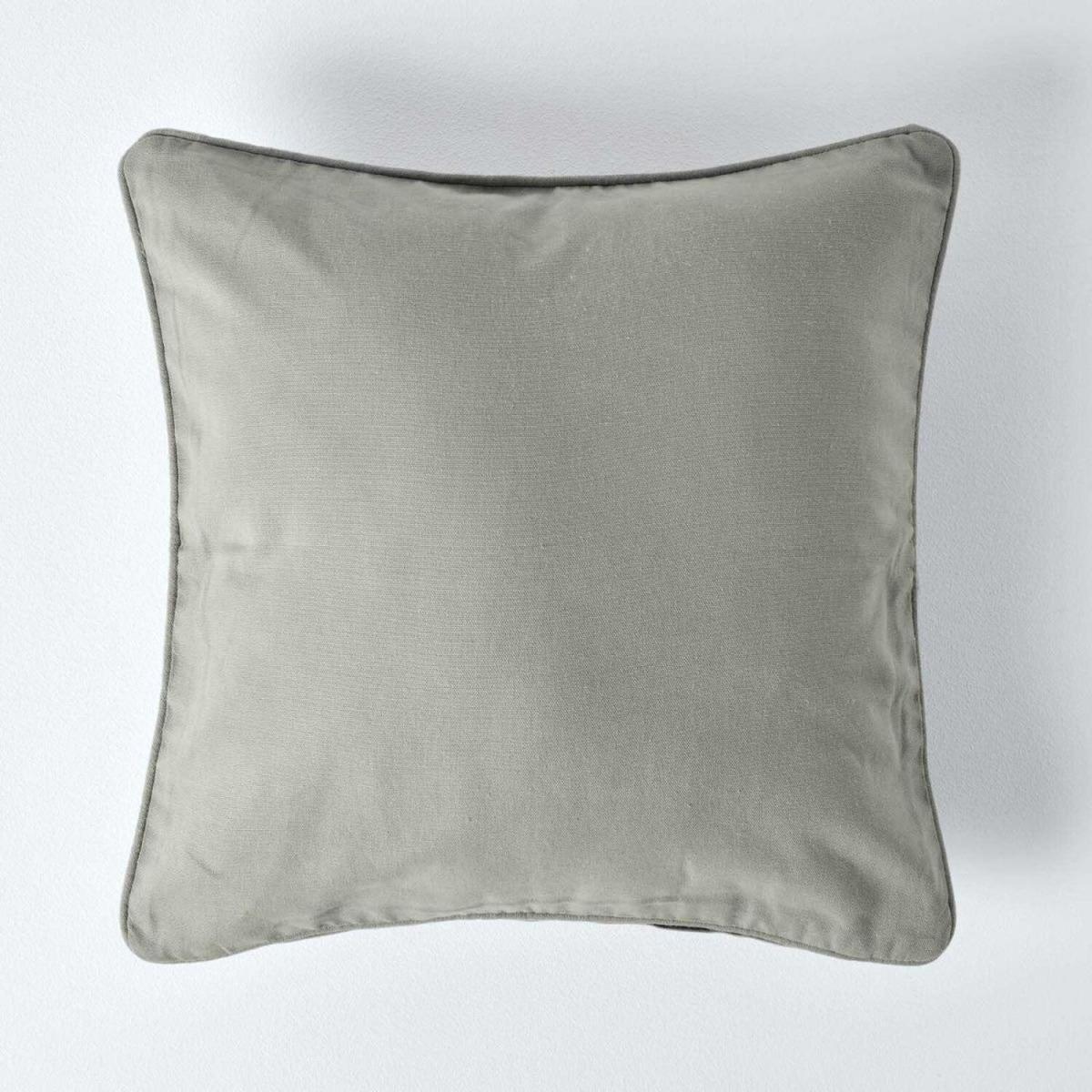 Homescapes Cotton Plain Cushion Cover - Grey / 60cm – image 1