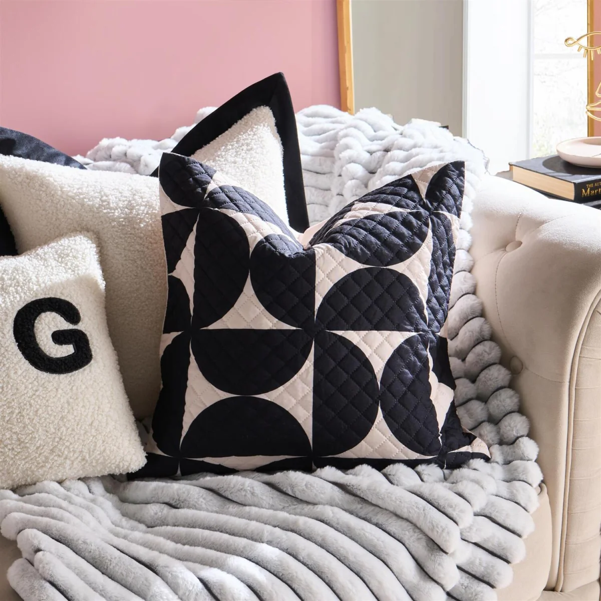 OHS Half-Circle Quilted Cushion Covers - Monochrome – image 2