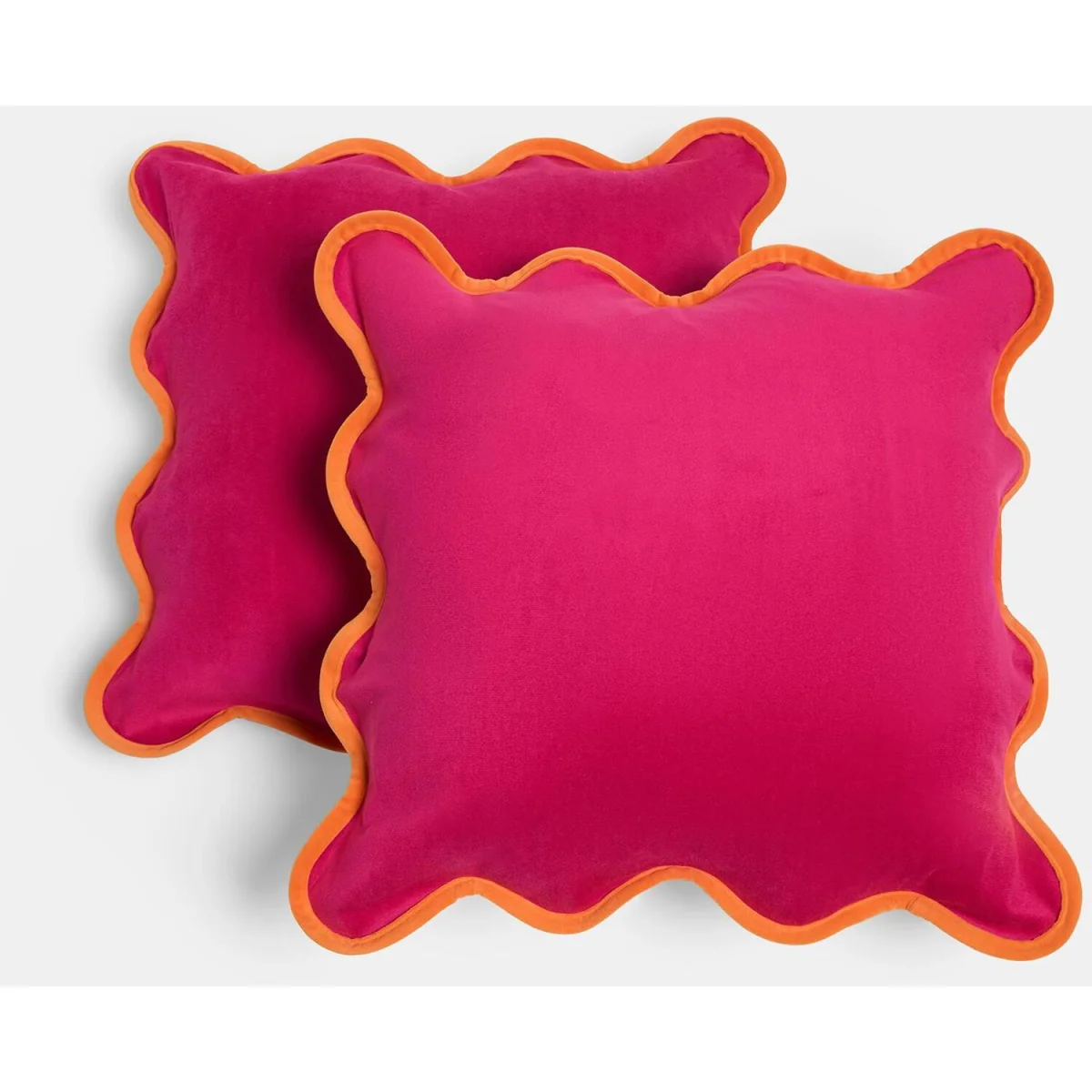 OHS Matte Velvet Scallop Edge Cushion Covers - Hot Pink/Orange / 45cm / 2 – image 3