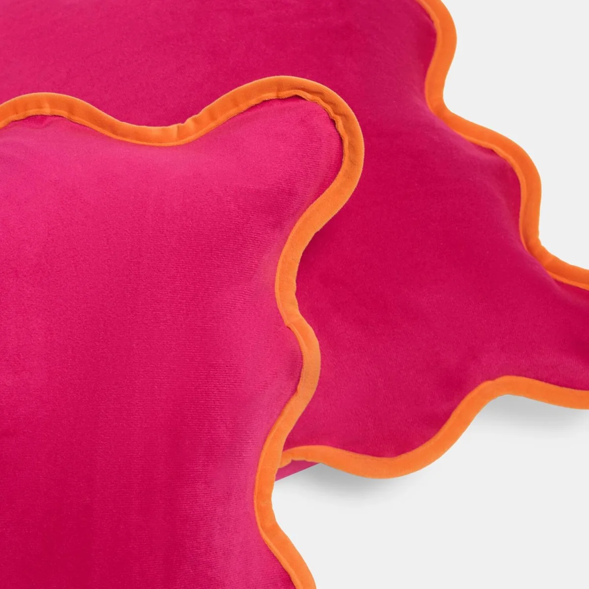 OHS Matte Velvet Scallop Edge Cushion Covers - Hot Pink/Orange / 45cm / 2 – image 4