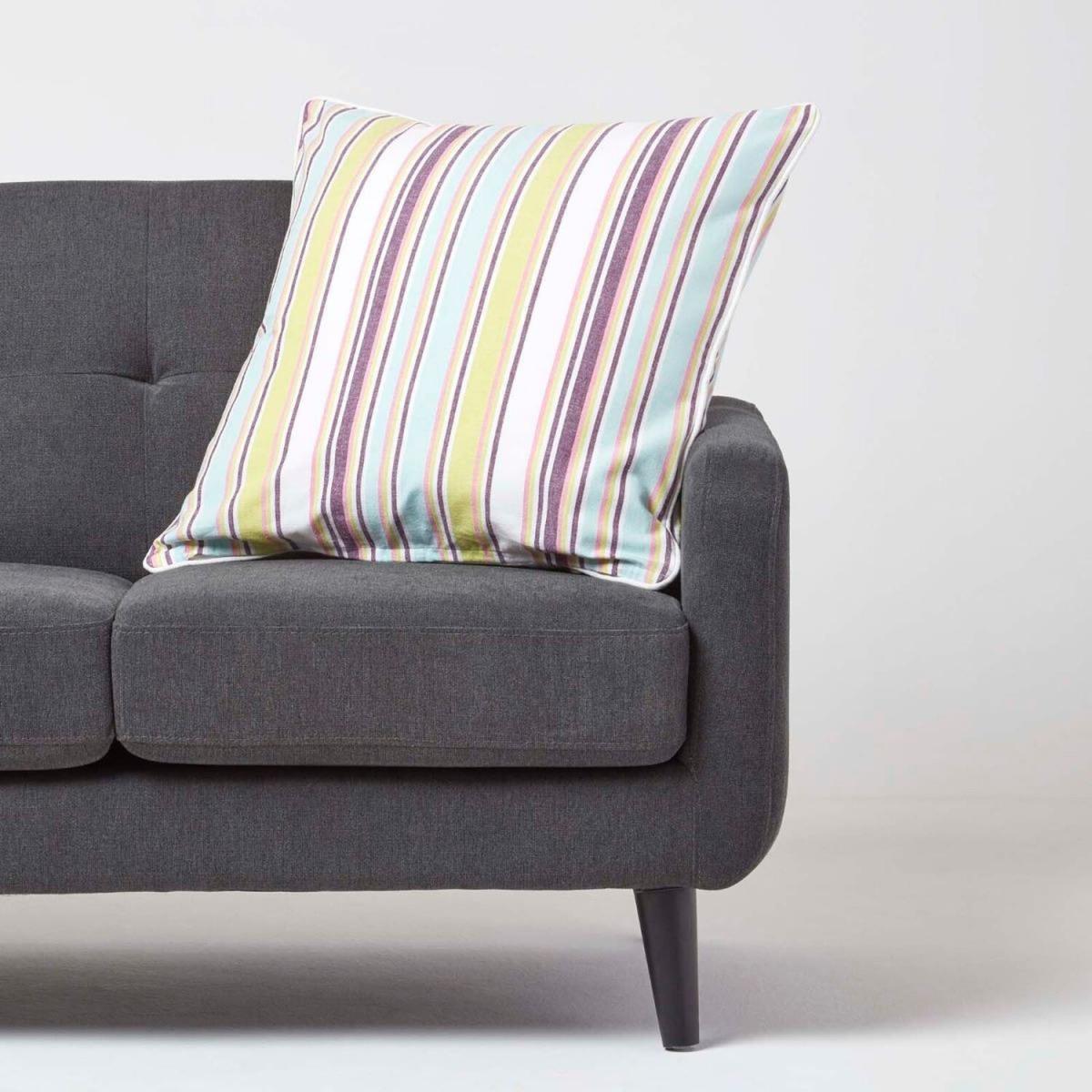 Homescapes Cotton Osaka Green Stripe Cushion Cover - Green / 60cm – image 2