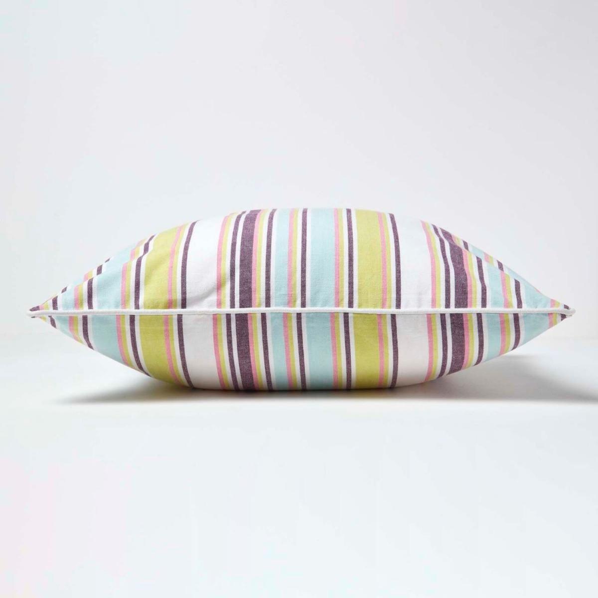Homescapes Cotton Osaka Green Stripe Cushion Cover - Green / 60cm – image 3