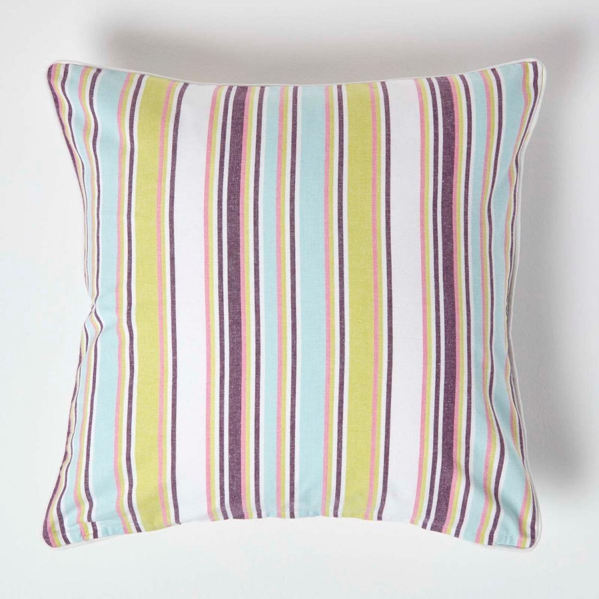 Homescapes Cotton Osaka Green Stripe Cushion Cover - Green / 60cm – image 1