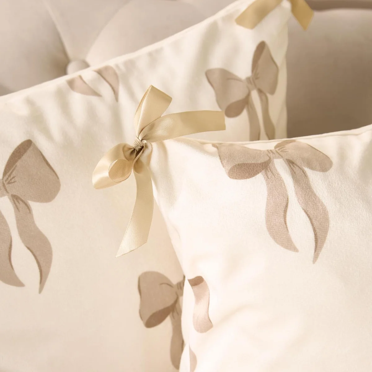 OHS Bow Print Cushion Covers - Cream / 2 / 45cm – image 3