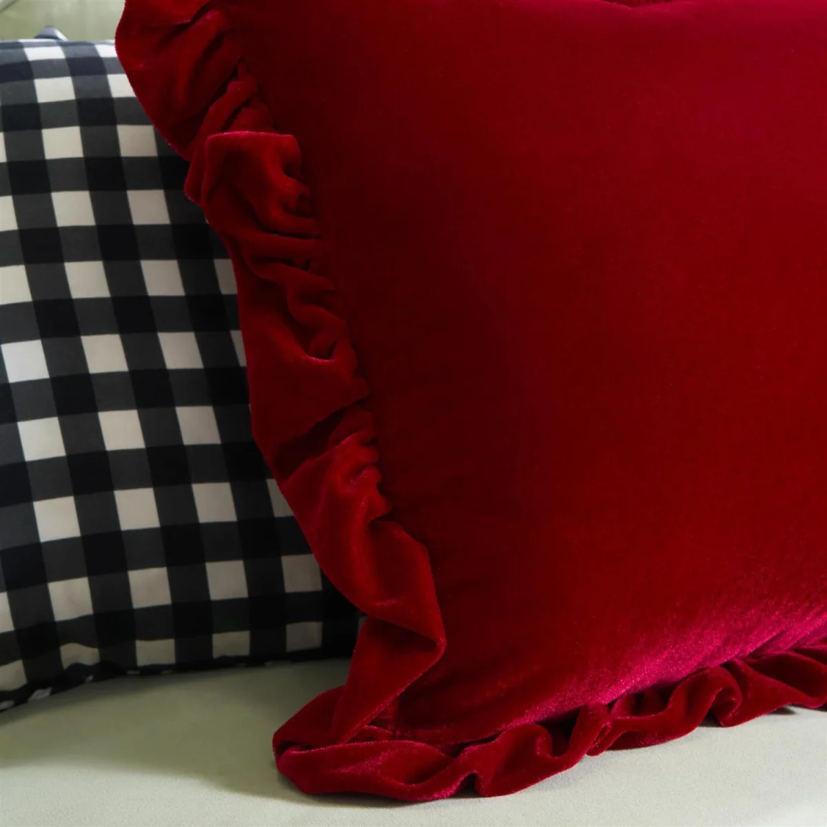 OHS Velvet Plush Cushion Covers - Red / Machine Washable at 30°C / 4 – image 3