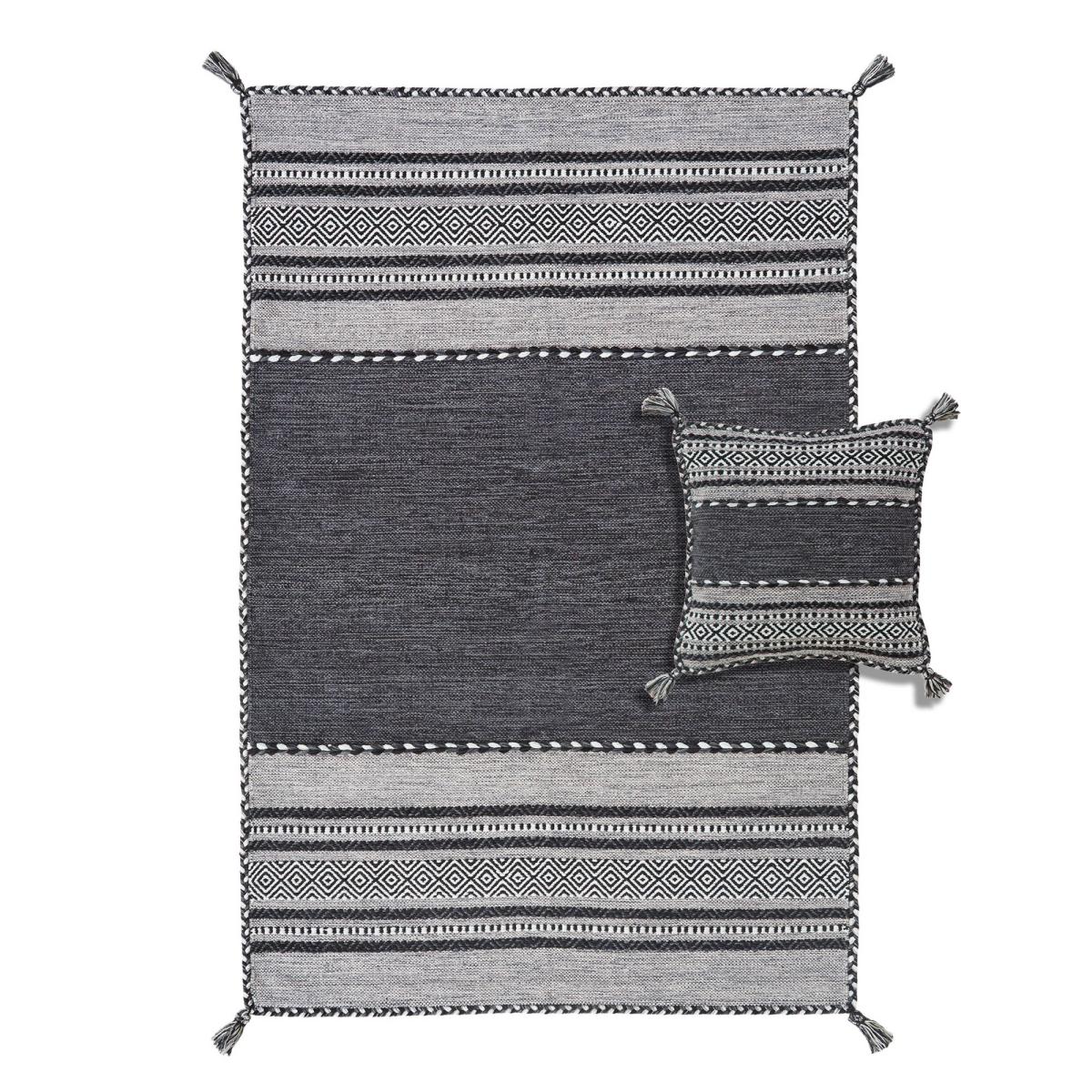 Kelim Twin Pack Cushion Covers in Charcoal 47x47cm – image 2