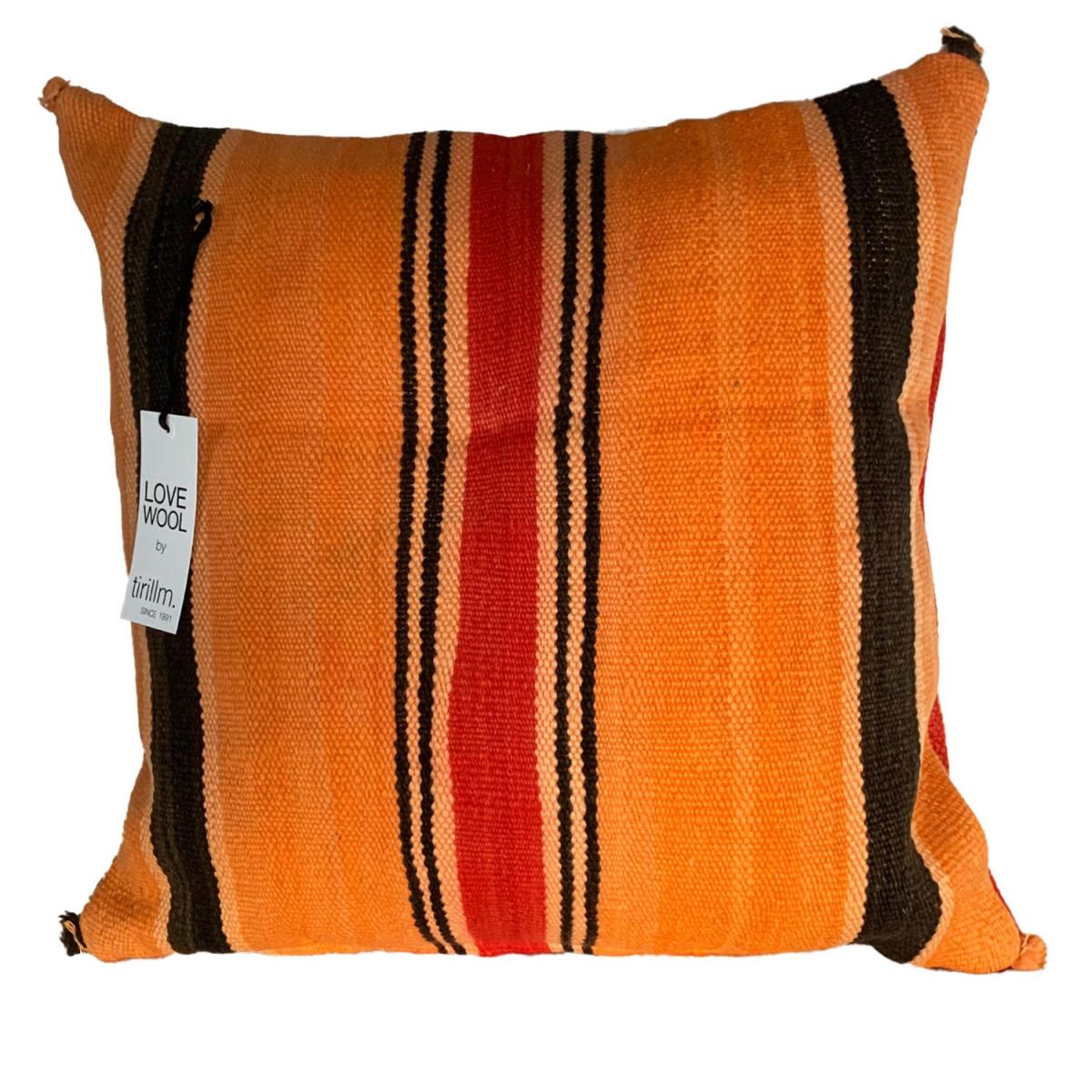 Yellow / Orange "Rabat" Wool Vintage Cushion Cover- Warm Yellow With Stripes One Size Tirillm – image 2