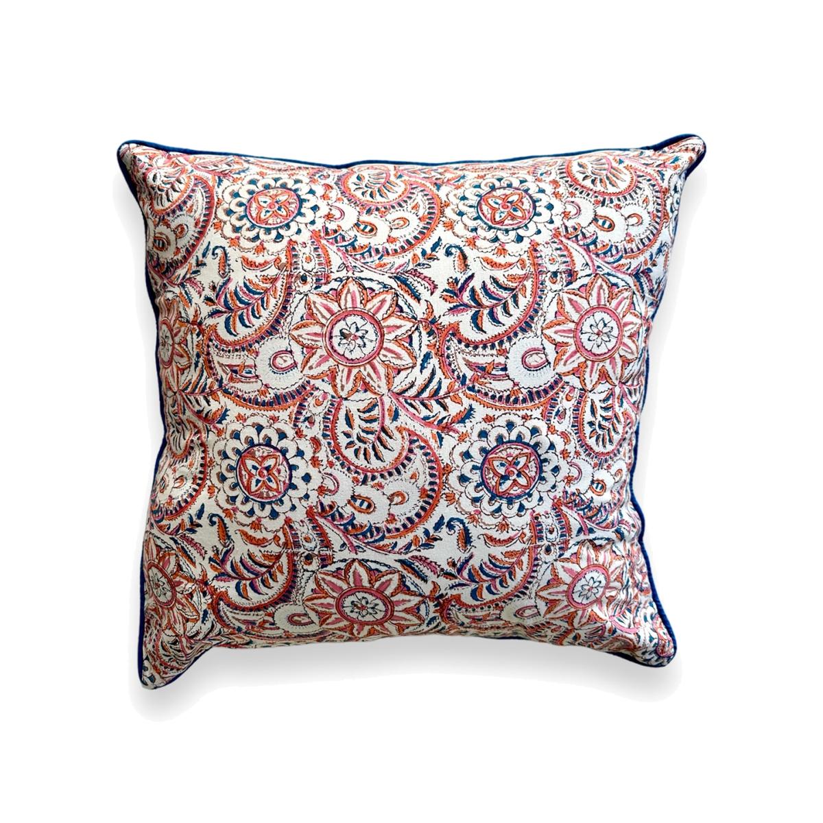 Blue Tangerine Cushion Cover Handblock One Size Remind Collection