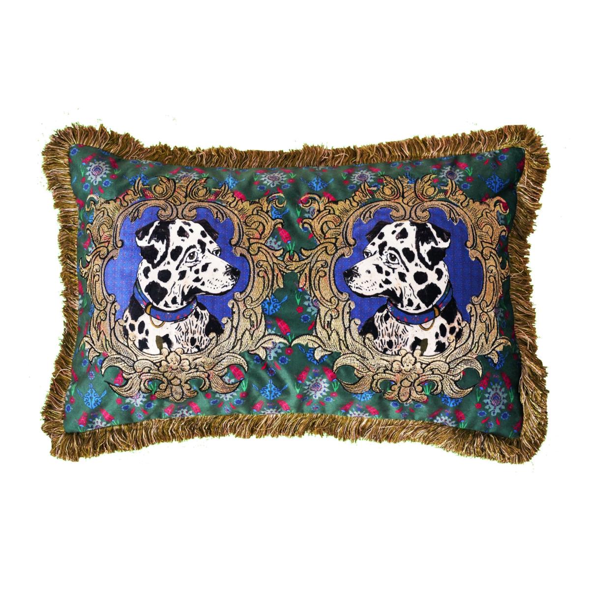 Embroidered Velvet Cushion Cover "The Dog's Head" One Size Jessica Russell Flint