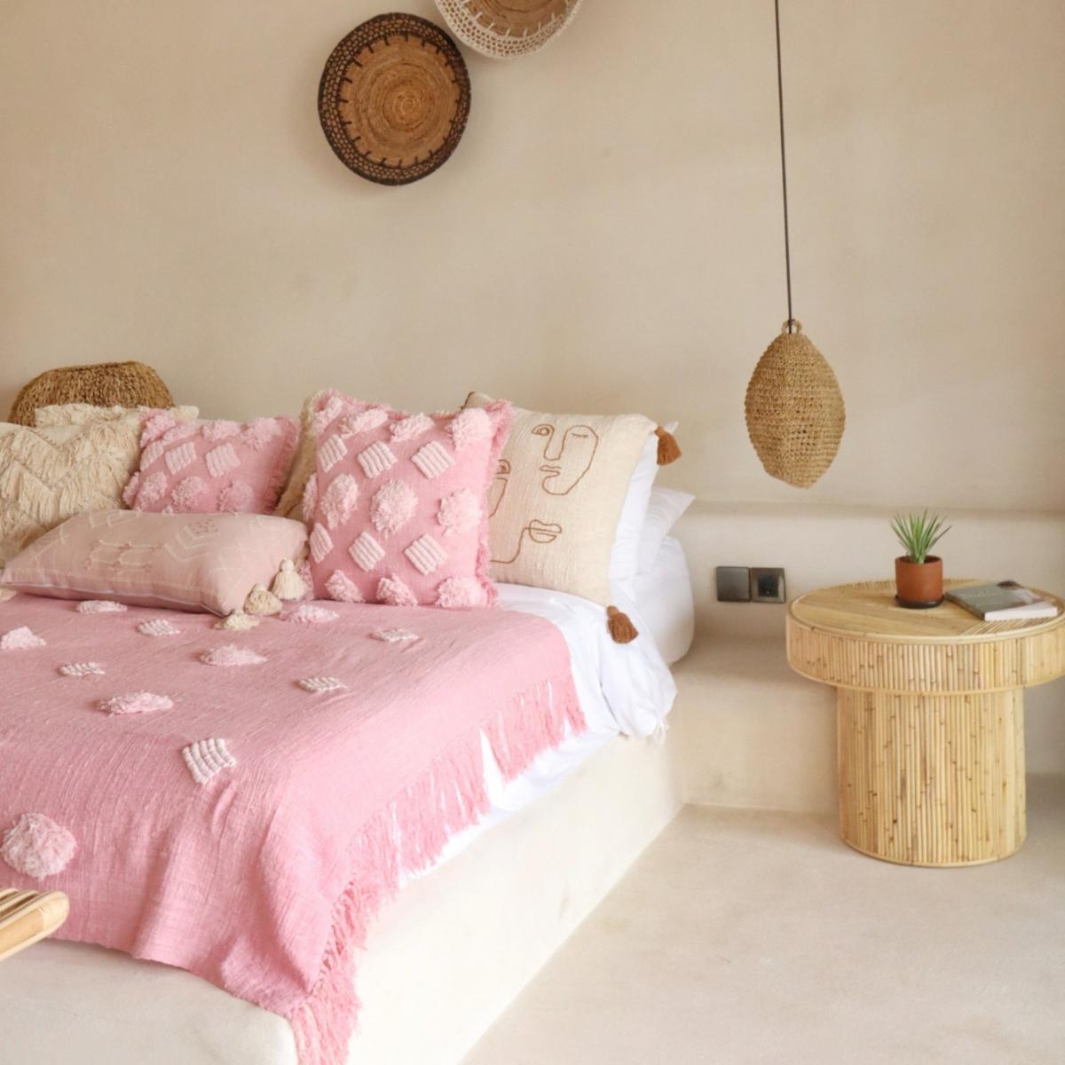 Pink / Purple Grace Hand-Loomed Organic Cotton Cushion Cover Plus Insert In Pink Pink Haley – image 3
