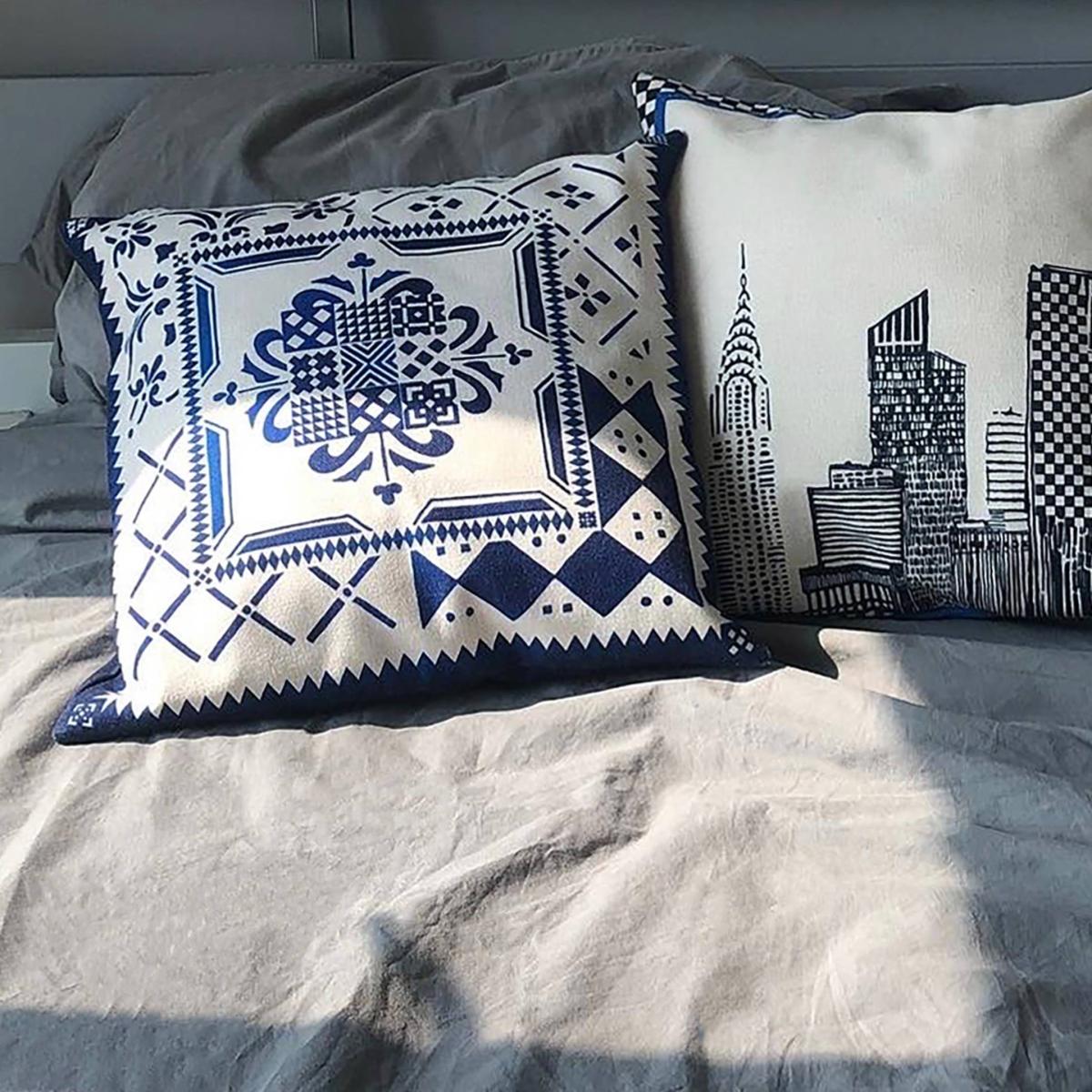 White / Blue The Portugal Blue Azulejos Cushion Cover Awol – image 2