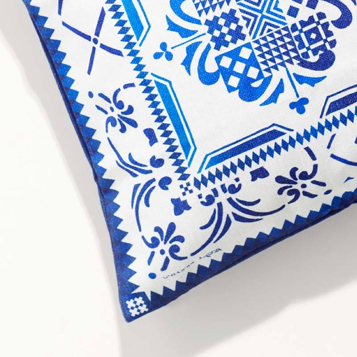 White / Blue The Portugal Blue Azulejos Cushion Cover Awol – image 6