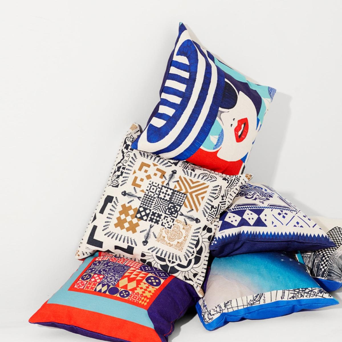 White / Blue The Portugal Blue Azulejos Cushion Cover Awol – image 9