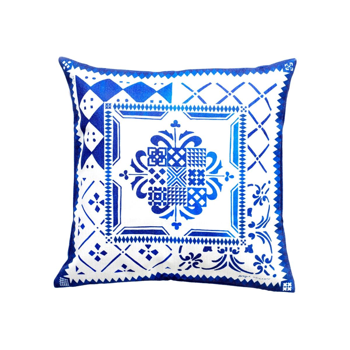 White / Blue The Portugal Blue Azulejos Cushion Cover Awol – image 1