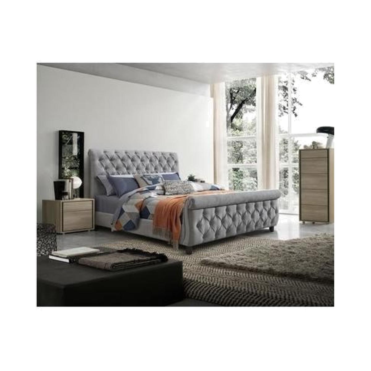 Anna Scroll Headboard and Footboard Super King Size bed in Grey