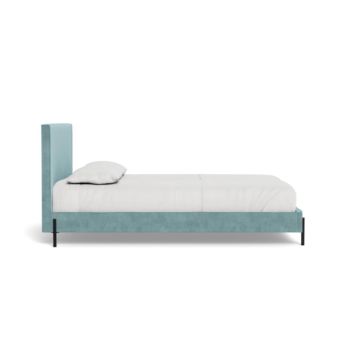 Heal's Tortona Super King Bed Smart Luxe Velvet Mineral Blue Black Feet – image 4