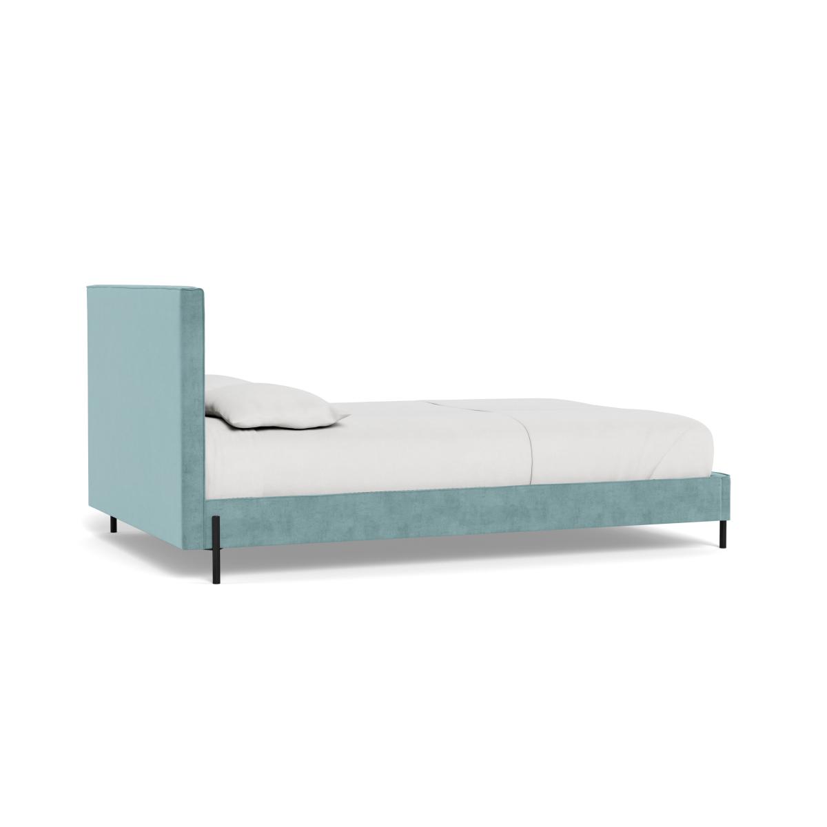 Heal's Tortona Super King Bed Smart Luxe Velvet Mineral Blue Black Feet – image 5
