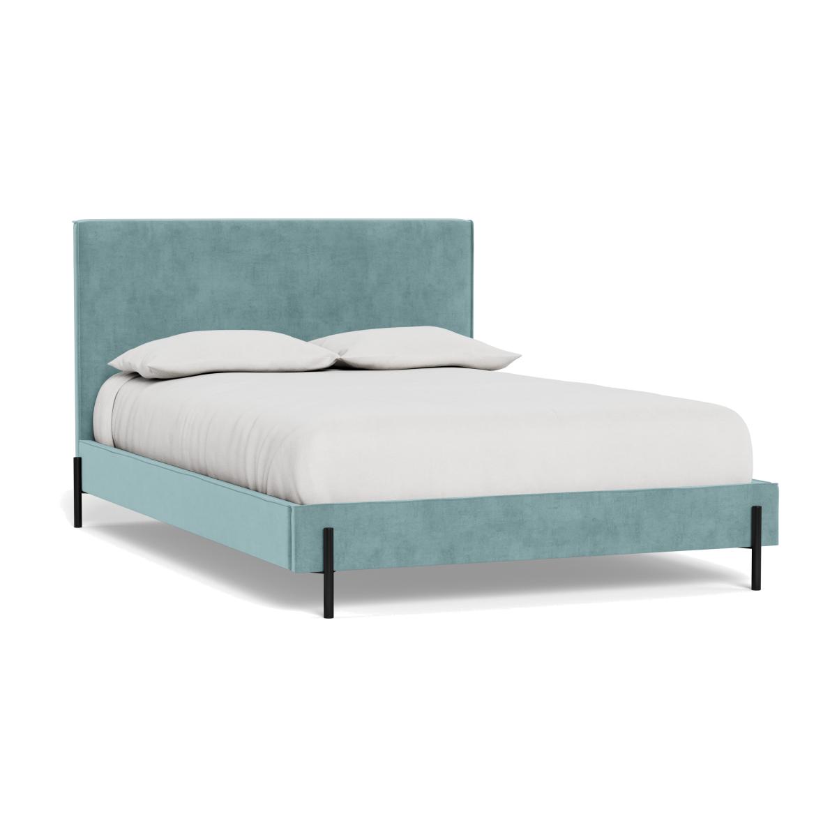 Heal's Tortona Super King Bed Smart Luxe Velvet Mineral Blue Black Feet – image 1