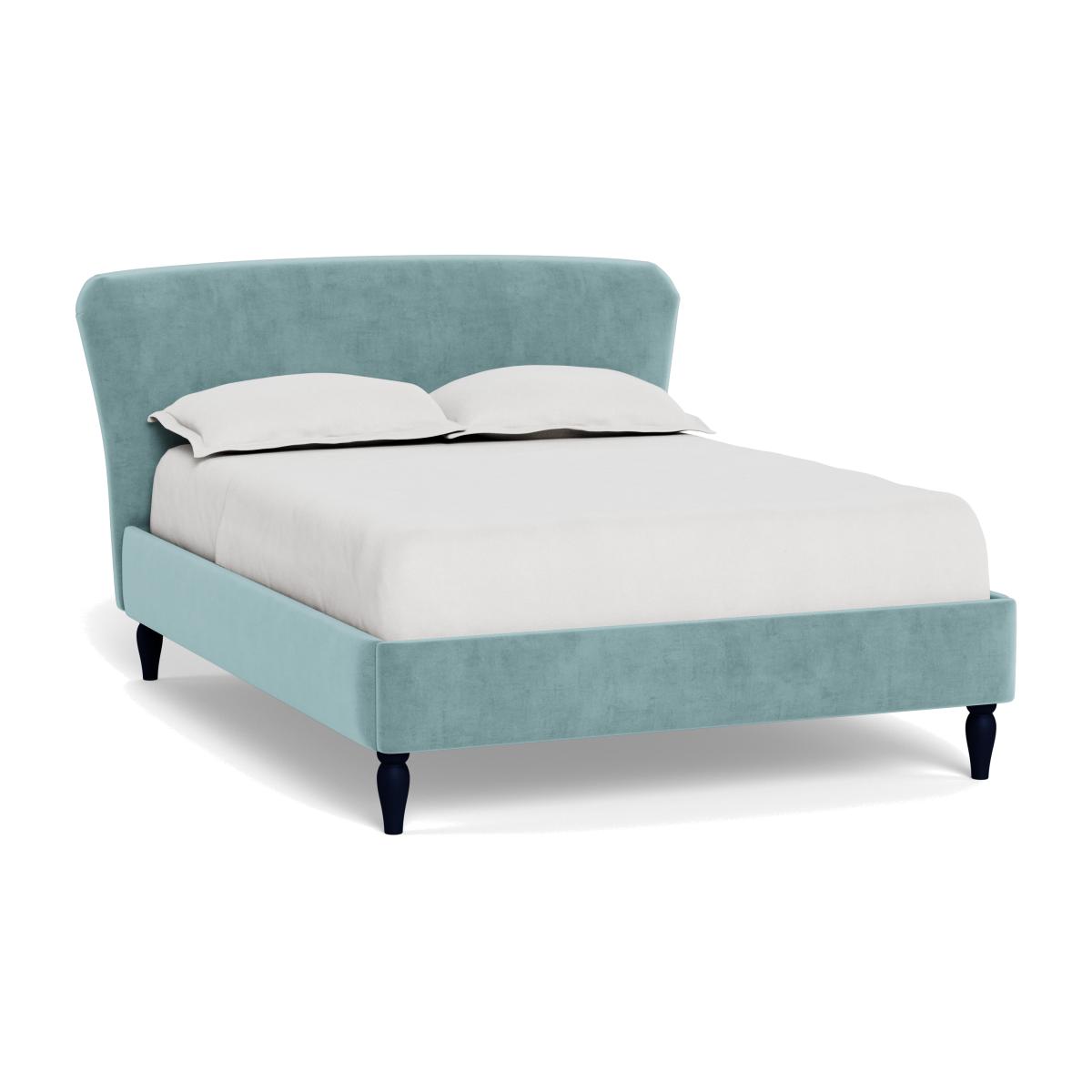 Heal's Darcey Bed Super King Smart Luxe Velvet Mineral Blue Stained Oak Feet – image 1