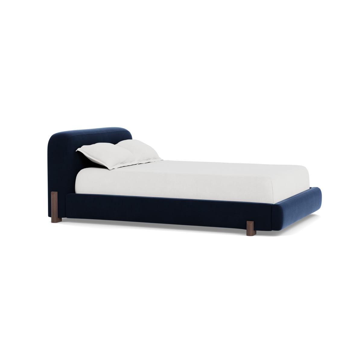 Heal's Nuvola Super King Bed Smart Velvet Dusk Natural Oak Feet - Heal's UK Bedroom Furniture – image 2