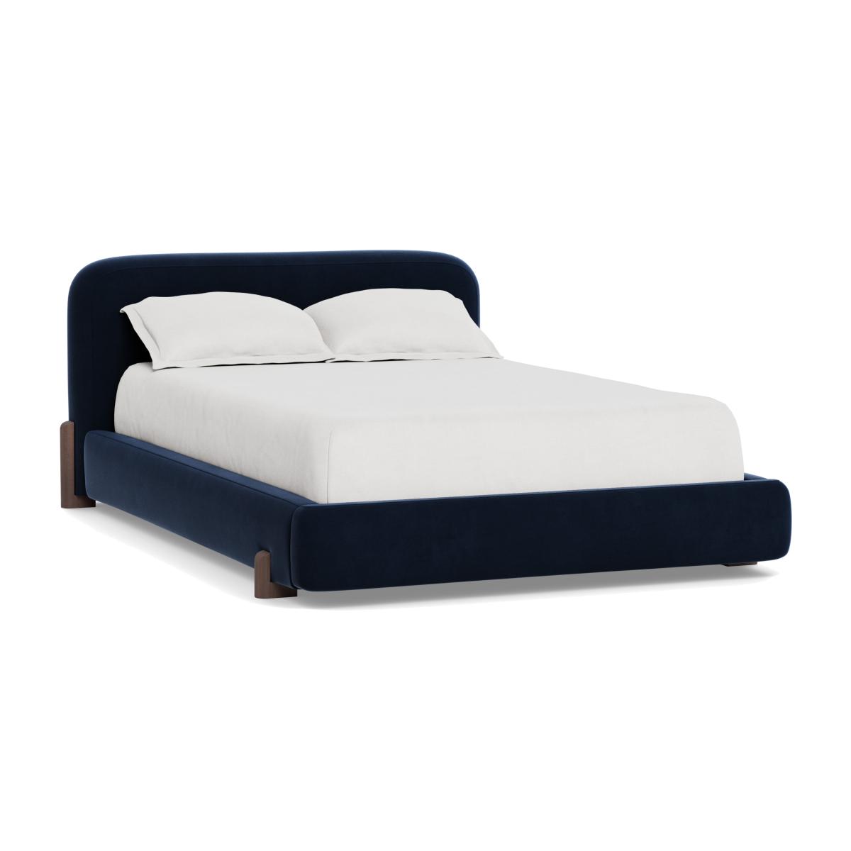Heal's Nuvola Super King Bed Smart Velvet Dusk Natural Oak Feet - Heal's UK Bedroom Furniture – image 1
