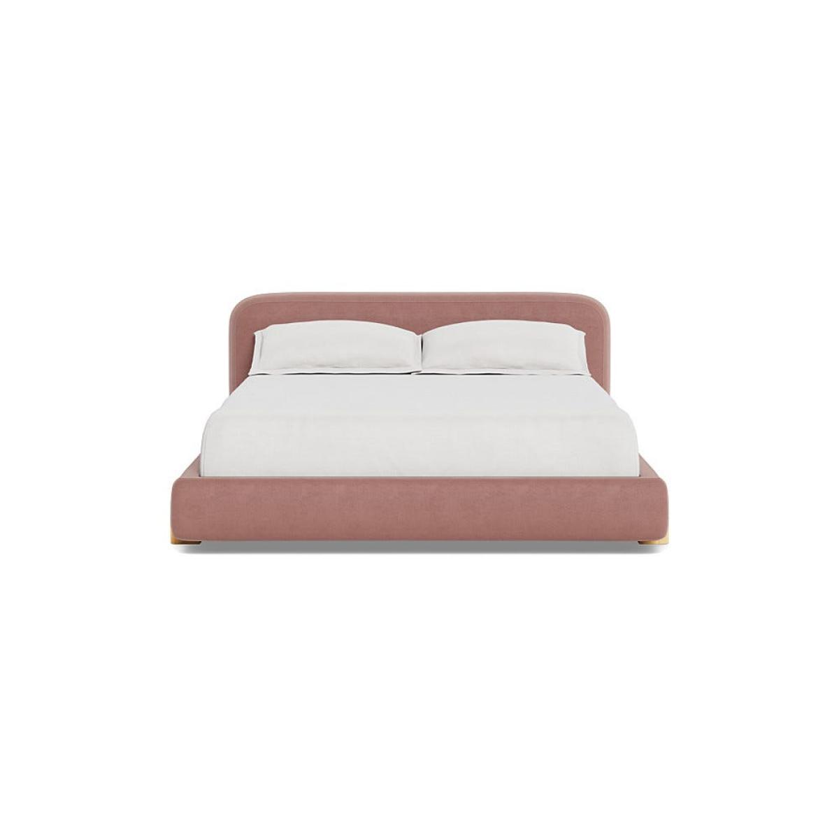 Heal's Nuvola Super King Bed Smart Luxe Velvet Dusky Pink Natural Oak Feet – image 2