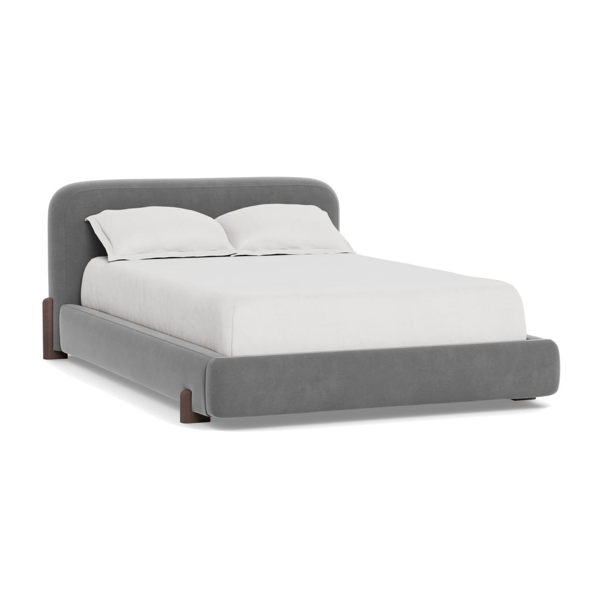 Heal's Nuvola Super King Bed Smart Velvet Mercury Walnut Stained Oak Feet - Heal's UK Bedroom Furniture – image 1