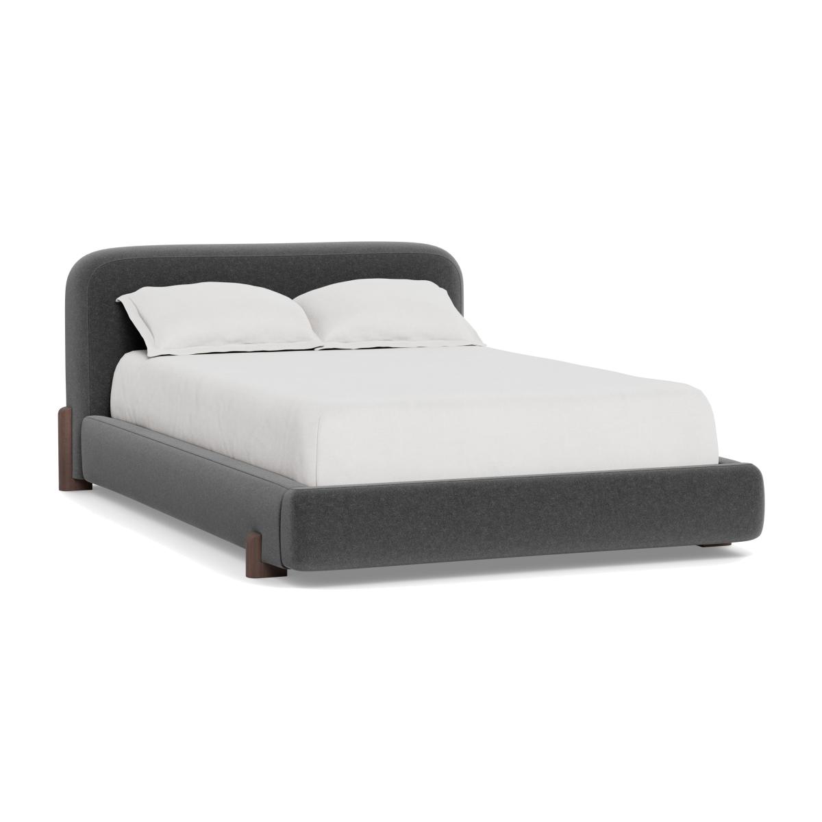 Heal's Nuvola Super King Bed Melton Wool Granite Walnut Stained Oak Feet - Heal's UK Bedroom Furniture – image 1