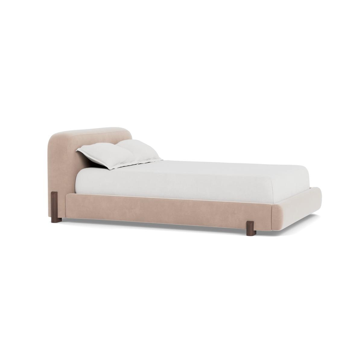 Heal's Nuvola Super King Bed Smart Velvet Pebble Natural Oak Feet - Heal's UK Bedroom Furniture – image 2