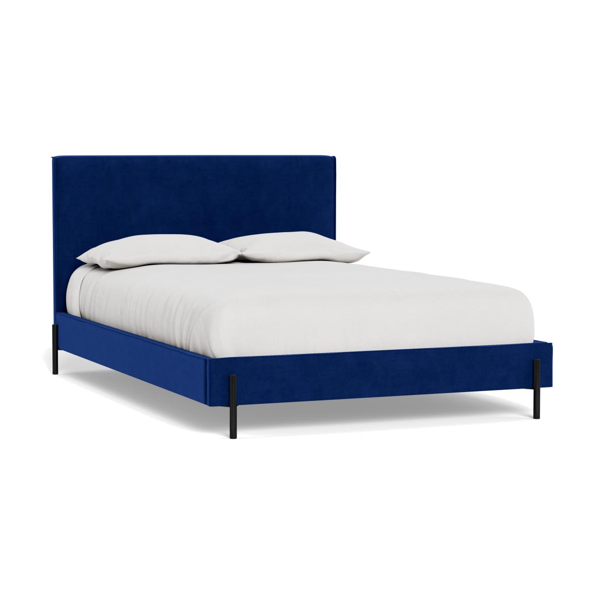 Heal's Tortona Super King Bed Smart Luxe Velvet Azure Black Feet – image 1
