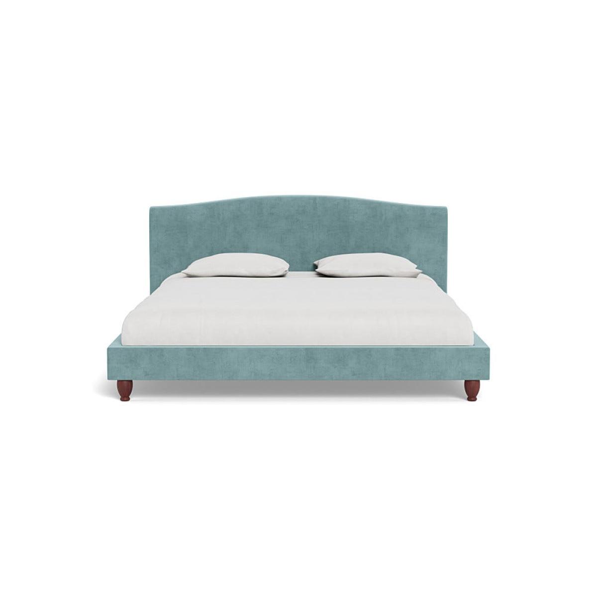 Heal's Devon Super King Bed Smart Luxe Velvet Mineral Blue Walnut Stained Feet – image 2