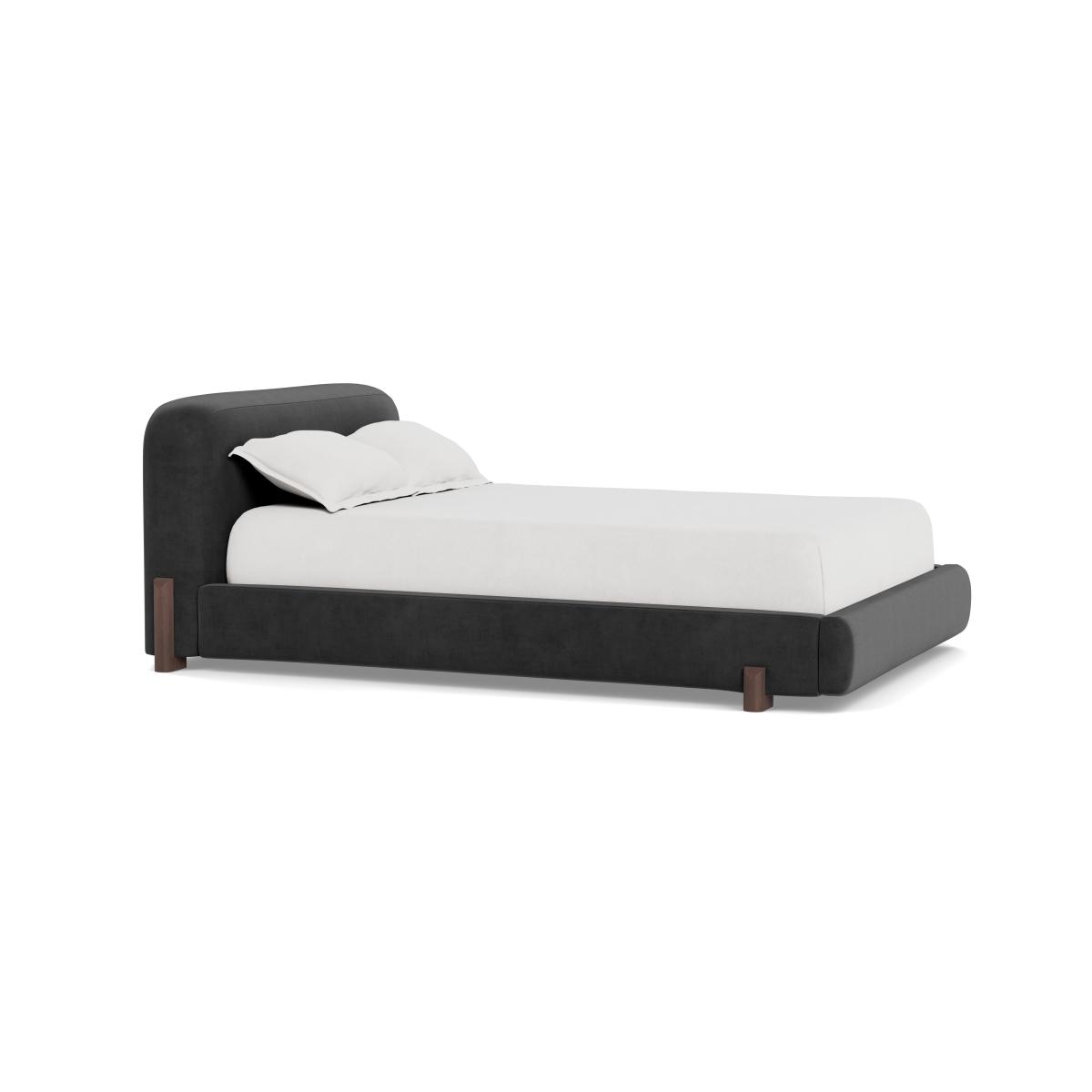 Heal's Nuvola Super King Bed Smart Luxe Velvet Nickel Walnut Stained Oak Feet - Heal's UK Bedroom Furniture – image 2