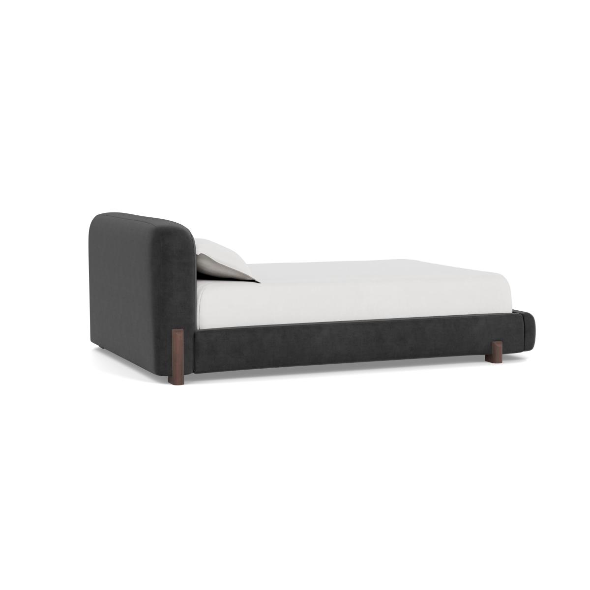 Heal's Nuvola Super King Bed Smart Luxe Velvet Nickel Walnut Stained Oak Feet - Heal's UK Bedroom Furniture – image 4