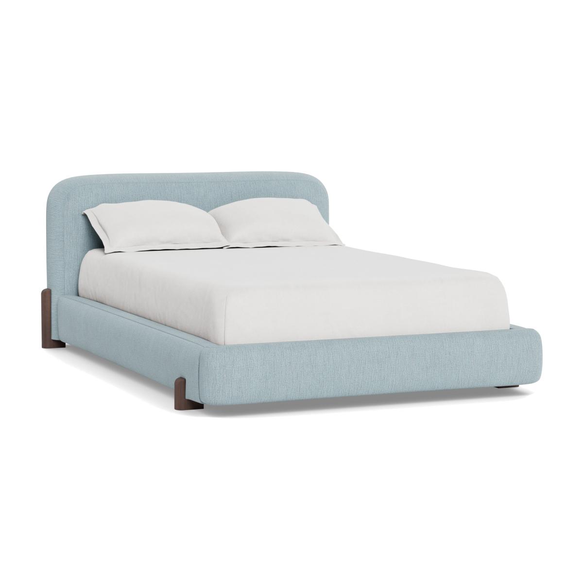 Heal's Nuvola Super King Bed Smart Linen Mix Duck Egg Natural Oak Feet - Heal's UK Bedroom Furniture – image 1