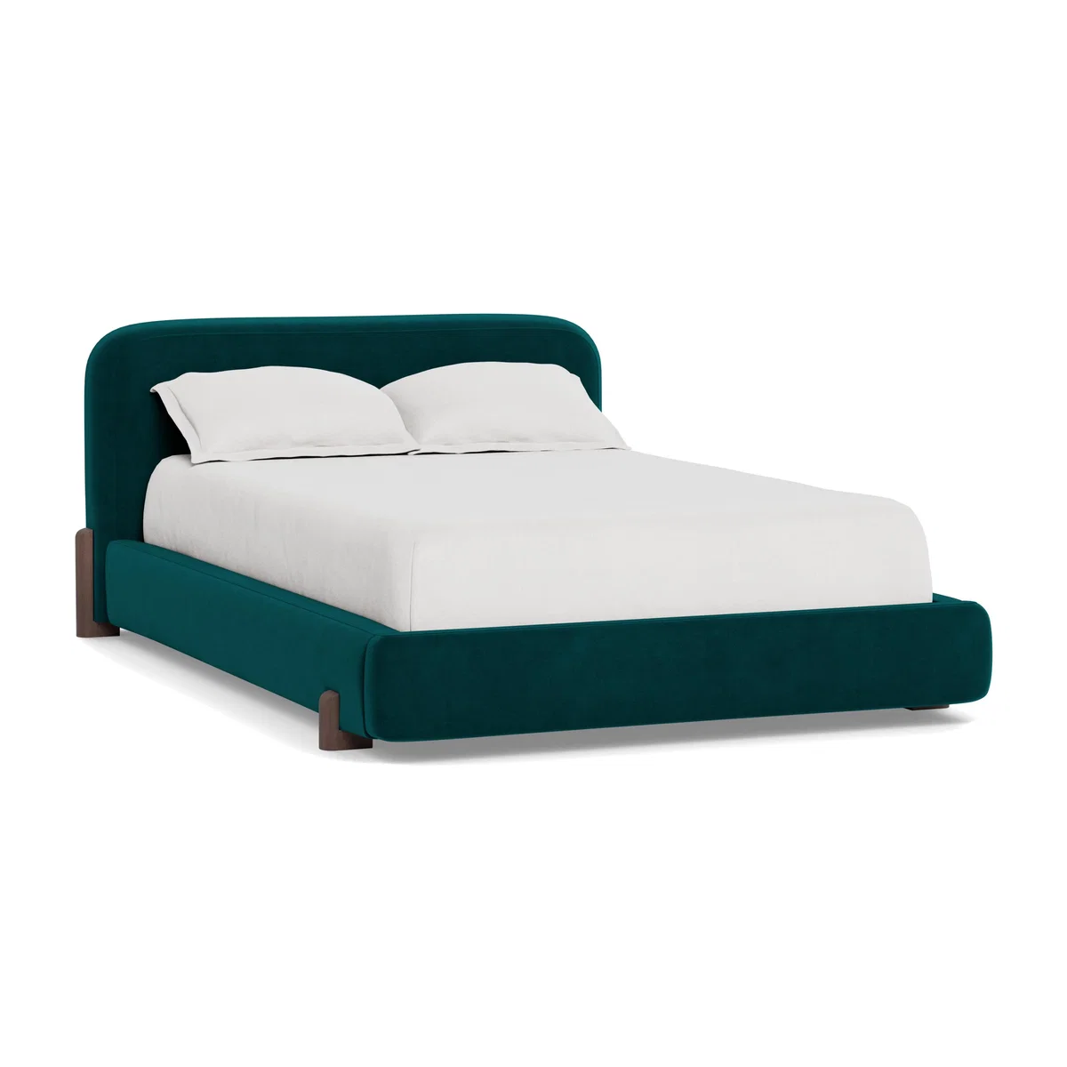 Heal's Nuvola Super King Bed Smart Luxe Velvet Ocean Black Painted Feet - Heal's UK Bedroom Furniture – image 1