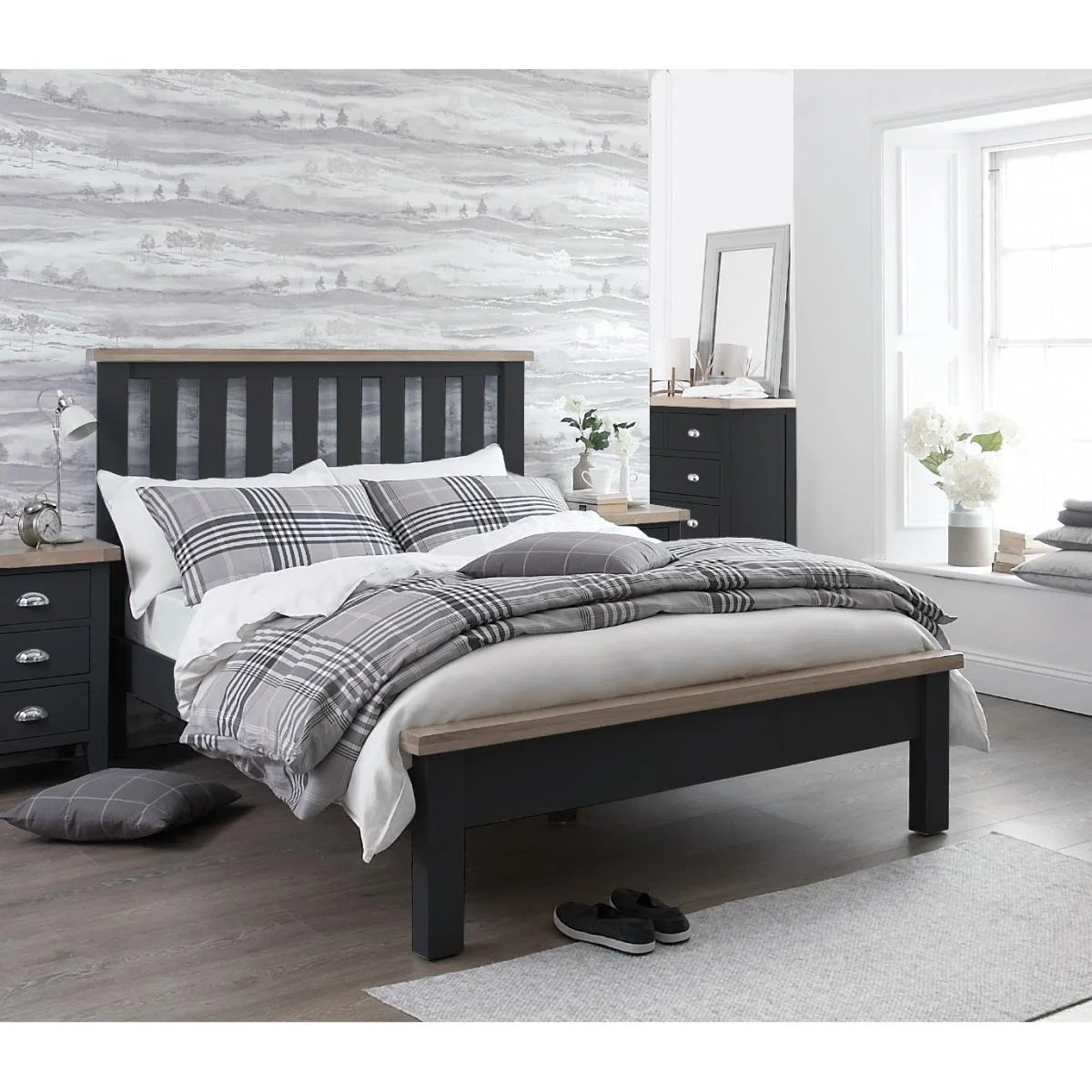 Eden Oak and Grey Super King Size Bed – image 1