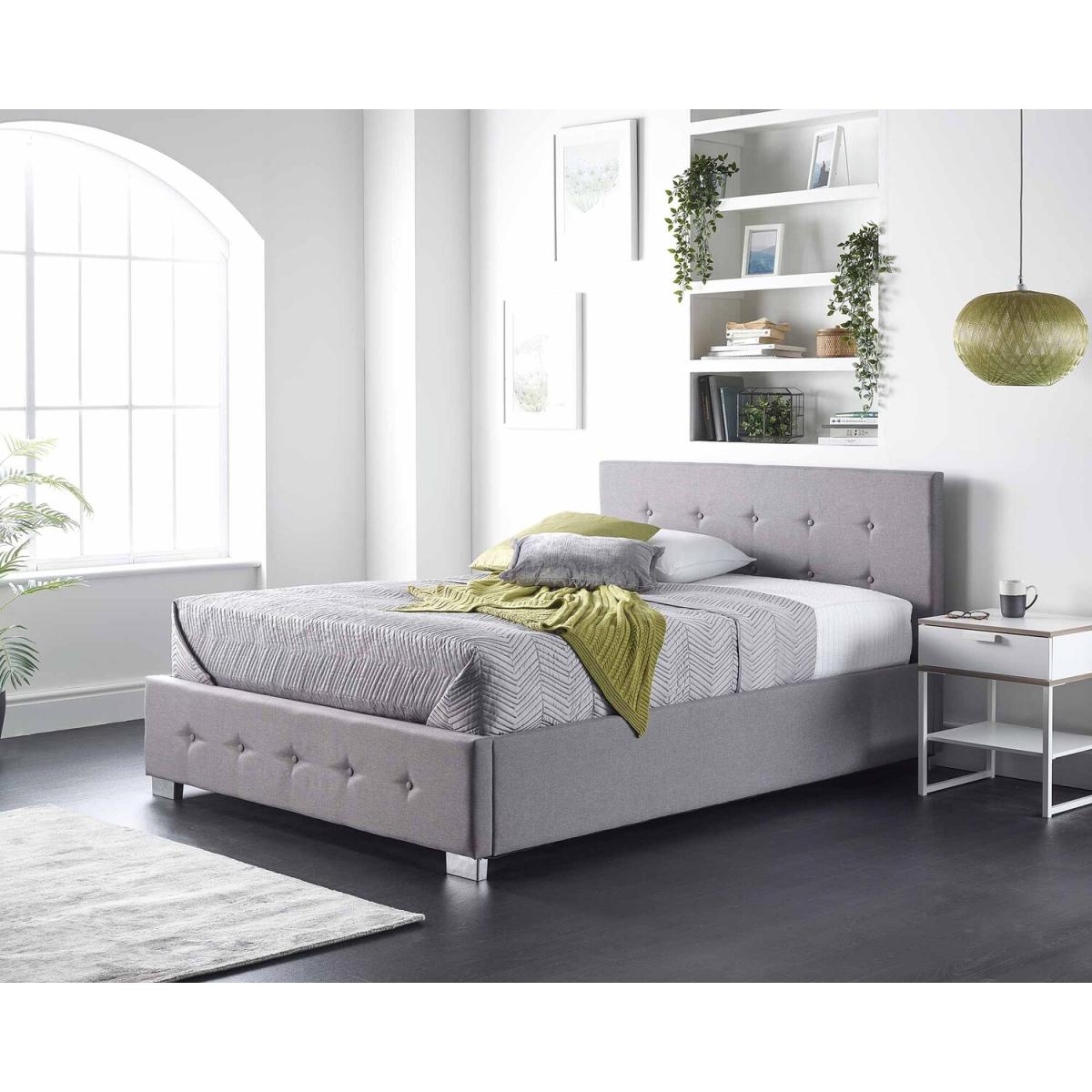 Aspire Side Opening Ottoman Storage Bed in Grey Linen, Superking - Grey Linen Fabric – image 2
