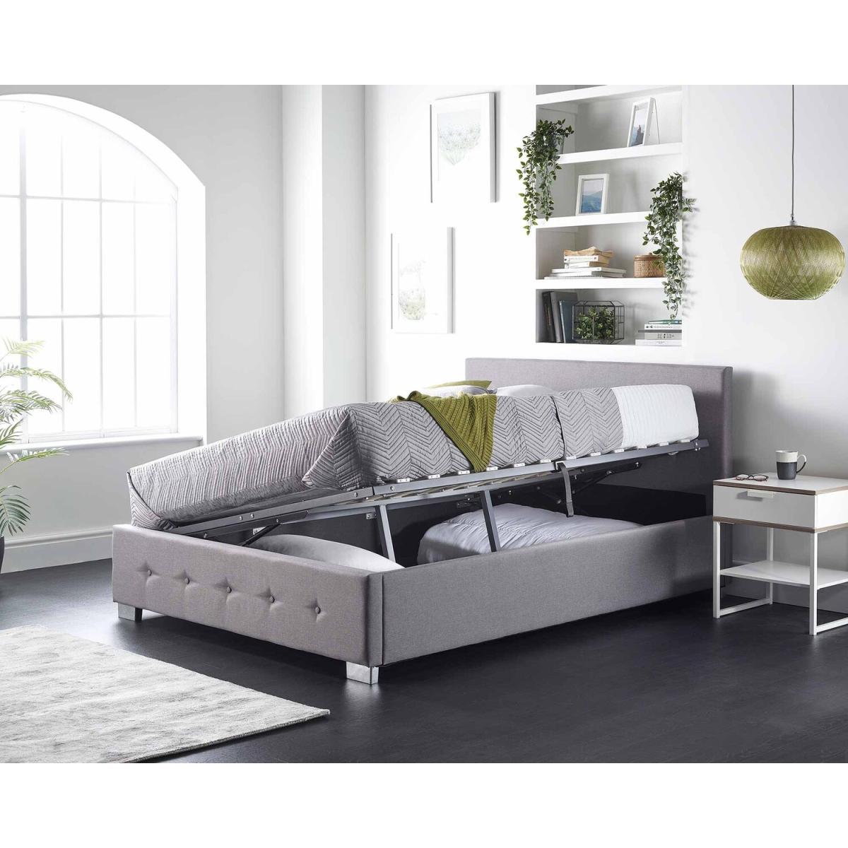 Aspire Side Opening Ottoman Storage Bed in Grey Linen, Superking - Grey Linen Fabric – image 4