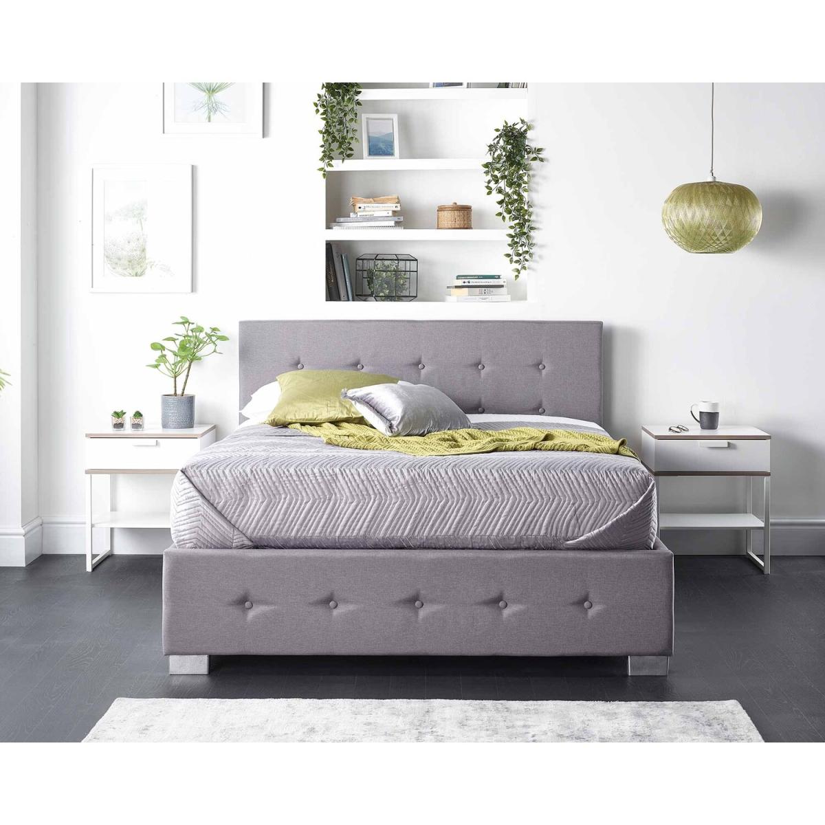 Aspire Side Opening Ottoman Storage Bed in Grey Linen, Superking - Grey Linen Fabric – image 5