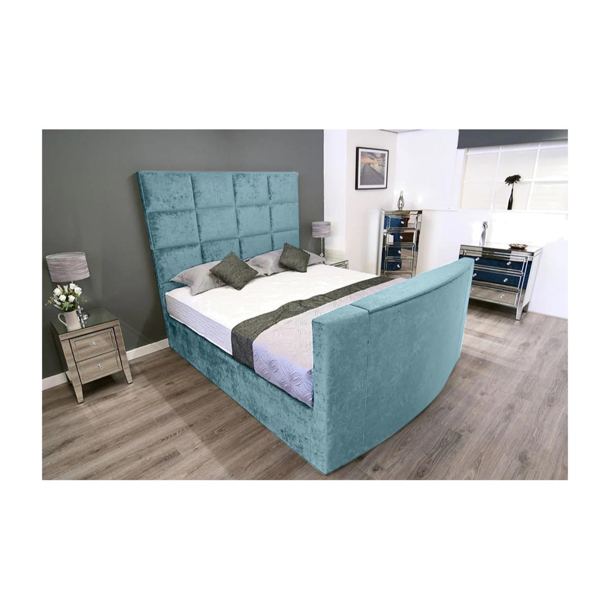 Lurvi Plush TV Bed Frame - Duck Egg / Superking